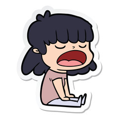 sticker of a cartoon woman talking loudly