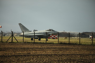  typhoon fighter jet on the runway  British military aerodrome