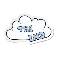 sticker of a cartoon The End symbol