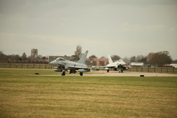  typhoon fighter jet on the runway  British military aerodrome