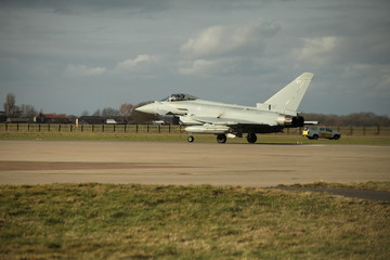  typhoon fighter jet on the runway  British military aerodrome