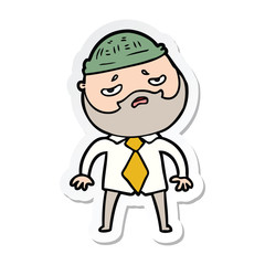 sticker of a cartoon worried man with beard