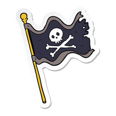 sticker of a cartoon pirate flag