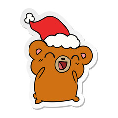 christmas sticker cartoon of kawaii bear