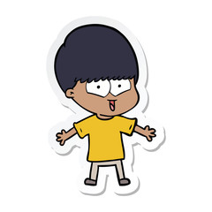 sticker of a cartoon happy boy