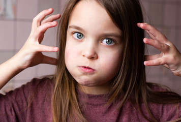 Fototapeta premium Frightened angry child.