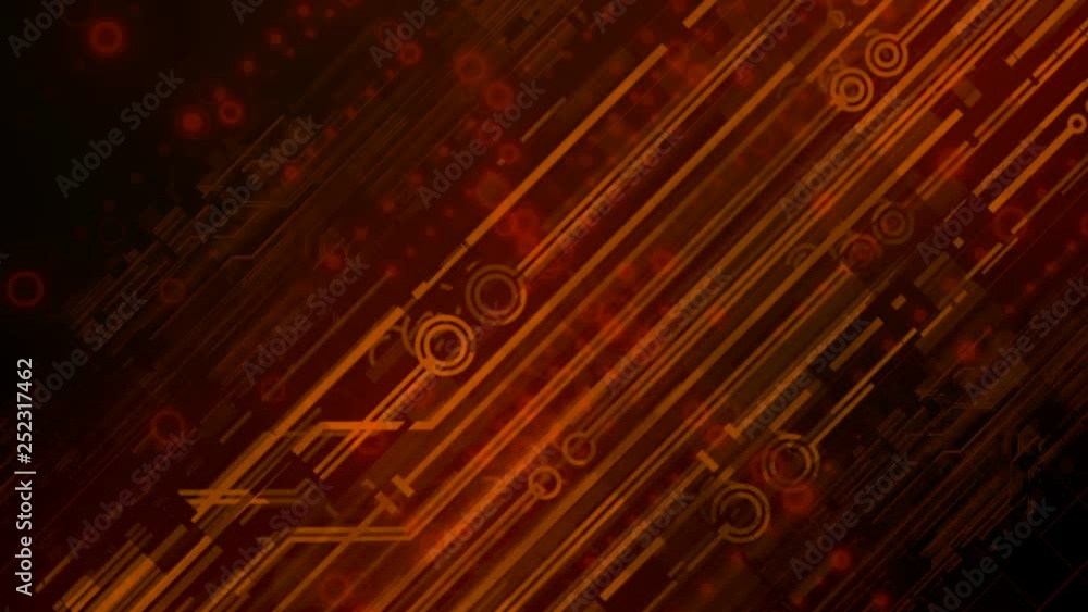 Aufkleber Computer generated high tech digital technology loop animation. Abstract background of different shapes with hight detailed elements. Geometry lines with dashes and glow. 3d rendering. 4k UHD video.