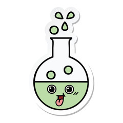 sticker of a cute cartoon test tube