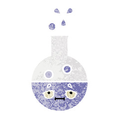 retro illustration style cartoon test tube
