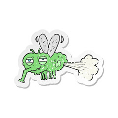 retro distressed sticker of a cartoon gross farting fly