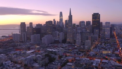 San Francisco downtown buildings skyline aerial