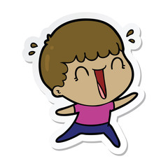 sticker of a laughing cartoon man