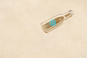 3d rendering of email in a bottle