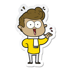 sticker of a cartoon excited man