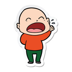 sticker of a cartoon shouting bald man