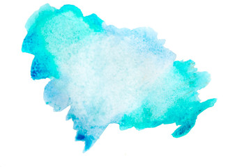Yellow watercolor blot on white isolated background.