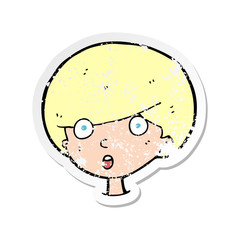 retro distressed sticker of a cartoon surprised boy