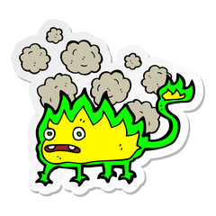 sticker of a cartoon little fire demon