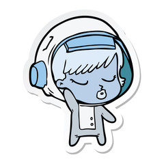 sticker of a cartoon pretty astronaut girl