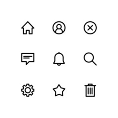 Interface linear icons set
