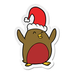 distressed sticker of a Cartoon Robin