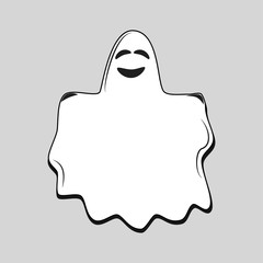 Happy Halloween. Whisper ghost character, emoticons isolated on background. White avatar of crazy funny phantom, spooky spirit. Vector flat icon
