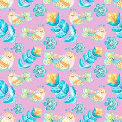 pattern with spring birds 2