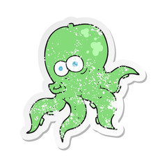 retro distressed sticker of a cartoon octopus
