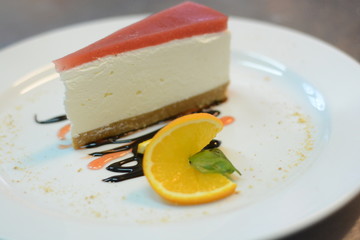 sweet, dessert, slice, fresh, piece, pastry, closeup, delicious, cheesecake, cake, gourmet, fruit, creamy, berry, food, cream, cheese, yummy, white, red, background, eat, tasty, dish, plate, bakery, d