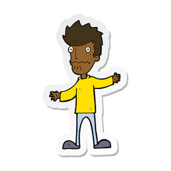 sticker of a cartoon nervous man