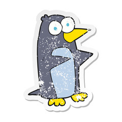 retro distressed sticker of a cartoon penguin