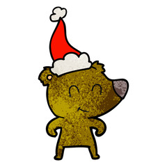 female bear textured cartoon of a wearing santa hat