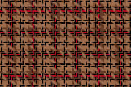 Scottish cell. Seamless vector cage pattern. Repeating. Beige with brown background.