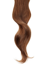 Long wavy brown hair on white background