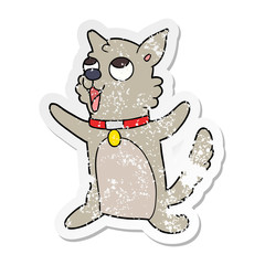 distressed sticker of a cartoon dog