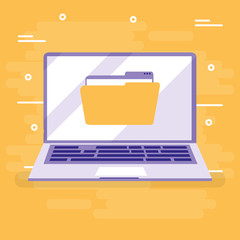 laptop with folder document