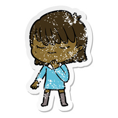 distressed sticker of a cartoon woman