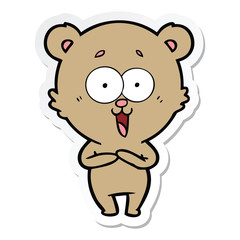 sticker of a laughing teddy  bear cartoon