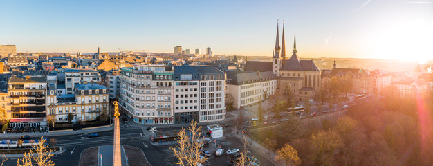 Aerial view of Luxembourg in winter morning