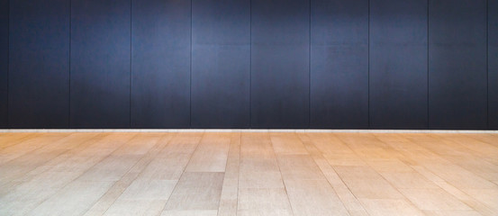 wooden floor and black wall interior background