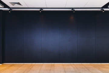 wooden floor and black wall interior background