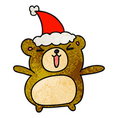 christmas textured cartoon of kawaii bear