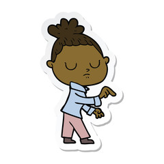 sticker of a cartoon calm woman