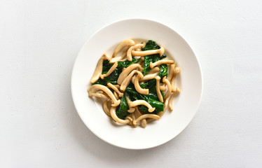 Cooked white beech mushrooms