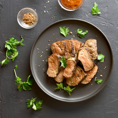 Grilled sliced beef liver