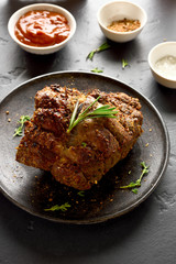 Grilled beef on plate