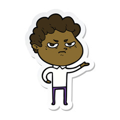 sticker of a cartoon angry man