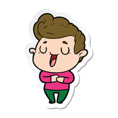 sticker of a happy cartoon man