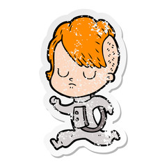 distressed sticker of a cartoon woman