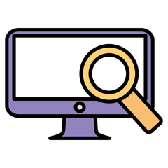 computer desktop with magnifying glass